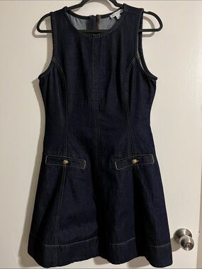 Sleeveless Dark Indigo Denim Midi Dress